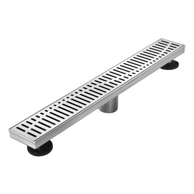 China V Design Makes Quick Draining 24 Inch New Types Linear Stainless Steel Shower Drain Modern Floor Drain With Removable Wave Pattern Grate for sale