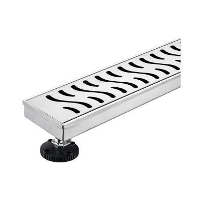 China V Design Quick Drainage 304 Stainless Steel Rectangle Shower Floor With Leveling Feet With Removable Wave Pattern Grate For Shower Bathroom Kitchen for sale