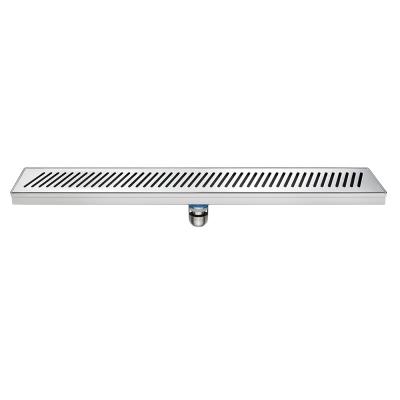 China V Design Makes Quick Drain Linear Water Drain Linear Bathroom Toilet Stainless Steel Shower Floor Drain With Removable Wave Pattern Grate for sale