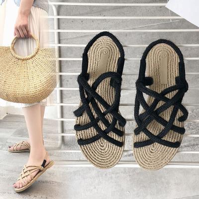 China Summer Flat Hemp Rope Sandals Light Weight, Breathable, Ankle Strap, Cross-Strap Shoes for sale