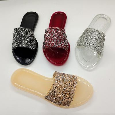 China BUSY GIRL JDS1002 Jelly shoes sandals with rhinestone for women pvc jelly slippers summer slippers for ladies for sale