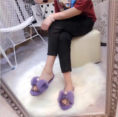 China New 2020 fur slides , female footwear slippers and women house fur slides for sale