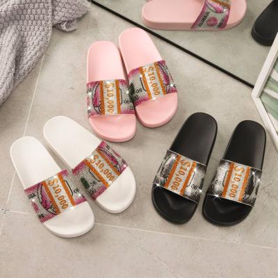 China BUSY GIRL NAS1001 Outdoor diamond decorator dollars slides slippers women summer shoes 2021 for sale