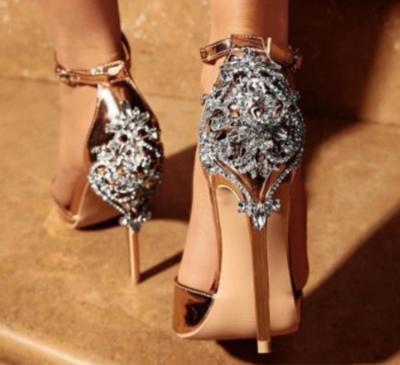 China Women shoes stiletto heels wedding , open tiptoe high heels and rhinestone sandals heels for sale