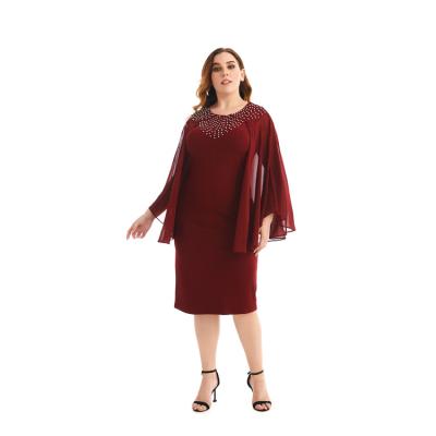 China Plus Size Women's Plus Size Dress Women's Solid Color Sleeve Elegant Casual Dresses for sale