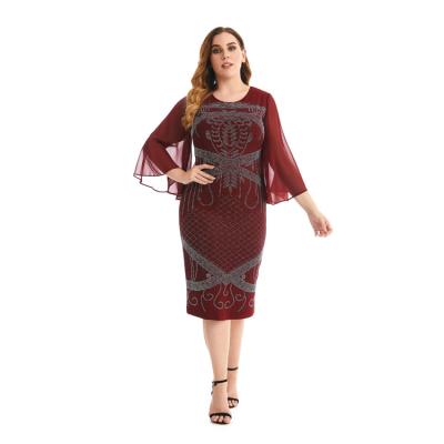 China 2022 Plus Size Women's Elegant Party Dress Women Casual Breathable Plus Size Dresses for sale