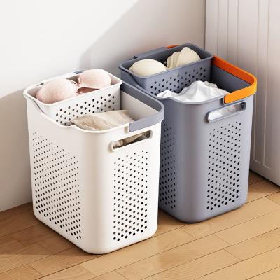 China Portable Home Dirty Dirty Clothes Hamper Plastic Laundry Basket Stackable Hamper for Dorm Bathroom for sale