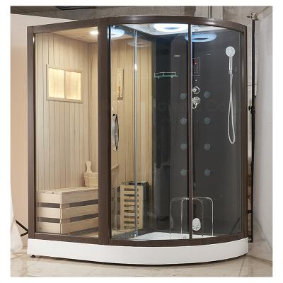 China Computer Control Panel Eco-Friendly Outdoor Portable Infrared Bath Wooden Room Dry And Saturated Steam Sauna Room for sale