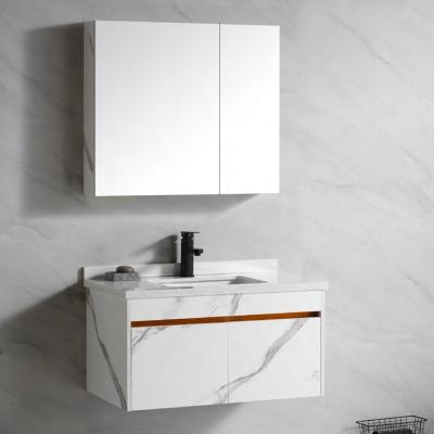 China Water Proof Modern Wall Mounted White Solid Wood Furniture Bathroom Vanity Cabinets With Sink And Mirror for sale