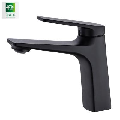 China Factory Hand Metered Water Taps Single Lever Basin Faucet Bathroom Basin Faucet Black Matte Faucet for sale