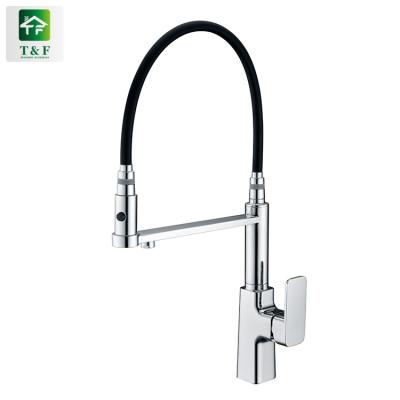 China Modern high quality copper long spout main mixer tap pull out kitchen faucet for kitchen sink for sale