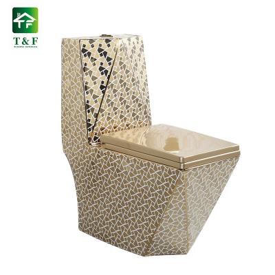 China Foshan Decor Japanese Gold Double-Flow Bathroom Bowl Set Bathroom Gold Diamond Toilet WC Accessories Ceramic Toilet Accessories for sale