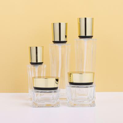 China 30g 50g 40ml 100ml 120ml Luxury Empty Cosmetic Glass Bottle And Jar Set Cosmetics Skin Care Packaging Containers for sale