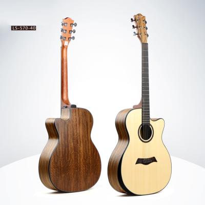 China Wholesale Armrest Design Porcelain Finish Matte Walnut Wood Folk Acoustic Guitar With Arm Bevel Rest for sale