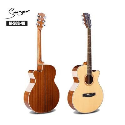 China Wholesale Sapele Solid Wood Acoustic Guitar with String and Guitar Accessories for sale