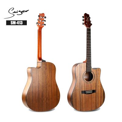 China Vintage Finishing 41 Inch Satin Finish Walnut Wood OEM Acoustic Guitar Wholesale for sale