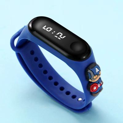 China Hot Selling Auto Date Superhero Bracelet Watch LED Cartoon Figures Kids Digital Watch Students Fashion Swimming Waterproof Watch for sale