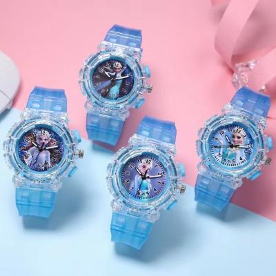 China Customized Luminous Brand Fashion Cartoon Quartz Children's Watches Noctilucent Light PVC Watch Bands Plastic Case Children Watch for sale