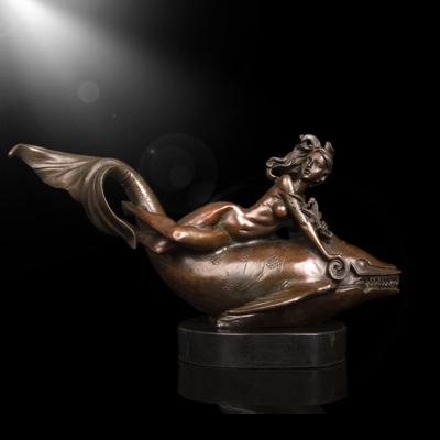 China China Custom Nude Bronze Woman Statue With Fish Bronze Sculpture for sale