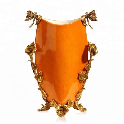 China Luxury Home Decoration Antique Ceramic Bronze Vase Home Hand Painted Ceramic Decoration for sale