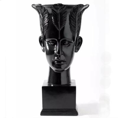 China Europe Morden Wholesale Resin Art Flower Home Decoration Chinese Woman Face Vase for sale