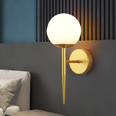 China Coastal Background Spherical Wall Living Room Decoration Living Room Bedroom Bedside Aisle Modern Simple Wall Lamp for sale