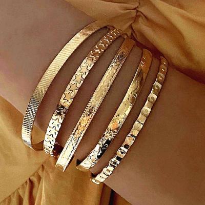 China High Quality 5 Pcs / Set CSI Five Pointed Star Sun Jewelery European American Border Irregular Pattern Bracelet Set Open Bracelet Set for sale