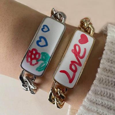 China 1 Pcs High Quality/Funny Central Statistical Institute Europe America Set And Interesting Diy Border Accessories Y2K Style Creative Graffiti Rubbing Bracelet for sale