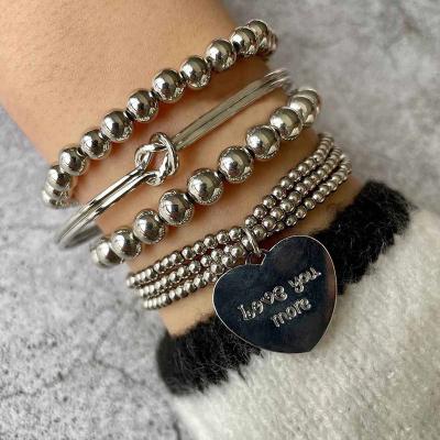 China High Quality 4 Pcs / Set New European American Multi Layer Rice Bead Letter Border Bracelet Set INS Beaded Bracelet Set for sale