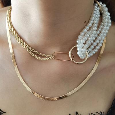 China High Quality 2 PCs/Set Multilayer Geometric Round Clavicle Necklace Chain Necklace Women Necklaces Jewelry Exquisite Lady Gift for sale