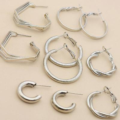 China High Quality 10 Pcs/Set Fashion Simple Women Hollow Out Geometric Dangle Earrings Charm Party Banquet Jewelry Accessories for sale