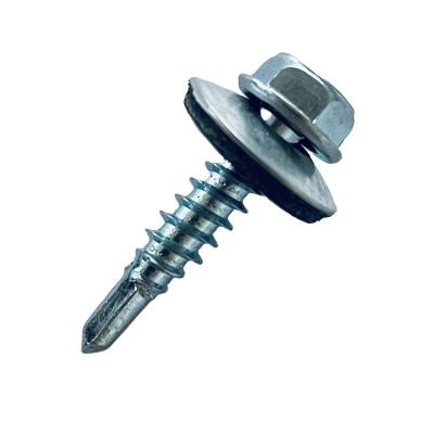 China HEX Flange Head Self Drilling Screws Roofing Screws With Round Rubber Sealing EPDM Gasket for sale