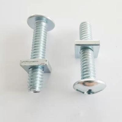 China YZ-B007 Steel Cheese Head Steel Slotted Bolts Zinc Plate Roofing Bolts With Square Nut for sale