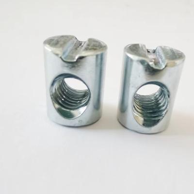 China YZ-N001 General Industry M6 M8 Carbon Steel Barrel Hammer Grooved Finger Hole Insert Nuts With Low Price for sale