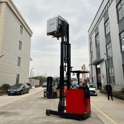 China Lift height 6 m Capacity 1.5 tons Seat-mounted electric reach truck with high capacity battery for sale