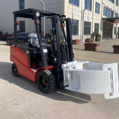 China 2 Ton 4 Wheel Counterbalanced Forklift Truck with DC Motor Electric Forklift with Paper Roller Clamps for sale