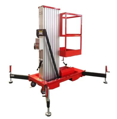 China 26ft 32ft 39ft 286 Lb Aluminum Alloy Single Mast Work Lifting Platform Electric Lift Platform for sale