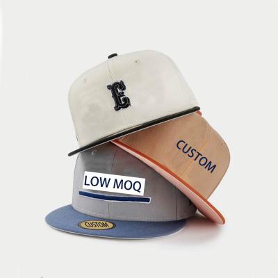 China Gorras Flat Brim Embroidery Logo LOW MOQ Manufacture Waterproof Sport Brand Customized Era Custom New Trend 6 Panel Hat Promotional Hats Cap for sale