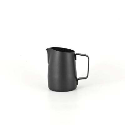 China Traditional black color stainless steel milk frother handheld milk jug for sale