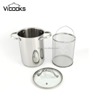 China General use for kitchen gas and induction cooker pan set cooking pots strainer pan strainer pasta pot stainless steel asparagus pot for sale