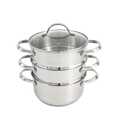 China Home kitchen 32cm three layers steamer pot stainless steel with cookware lid for sale