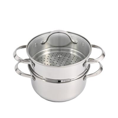 China Home Kitchen 3 Pcs Stainless Steel Casserole Set Pasta Cooking Pot With Steam Pot for sale