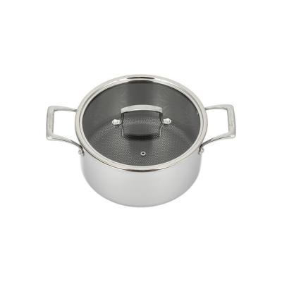 China Sustainable Stainless Steel Triple Clad Honeycomb Nonstick Casserole Pot Without Lid for sale