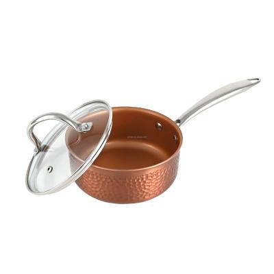 China CLASSIC triply hammered cookware copper pan with lid for sale