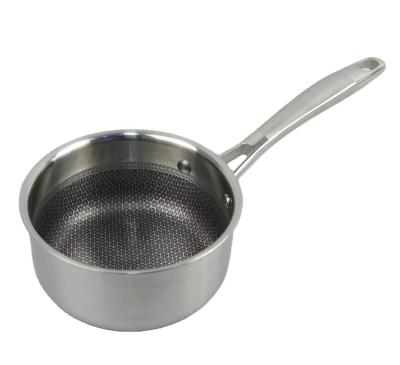 China Viable All Stainless Steel Milk Pot Serving Triple-Clad Honeycomb Pan with Non-Stick Coating and Lid for sale