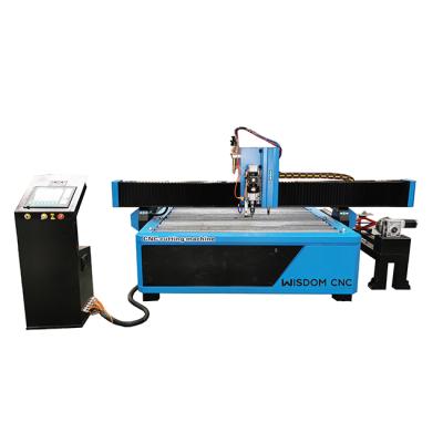 China WS-P1530R 5x10ft Cutting and Drilling CNC Plasma Cutter 1530 CNC Plasma Cutting Machine with Drilling Head and Rotary Attachment for sale