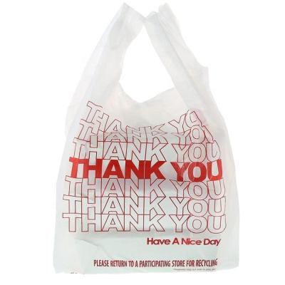 China Wholesale Recyclable Biodegradable Vest Bag Factory Supermarket Store Reusable Plastic T-shirt Bag With Logo Printing for sale