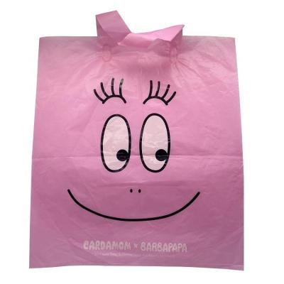 China LDPE Recyclable Custom Loop Handle Bag Recyclable Shopping Packaging Bag Good Quality Plastic Bags With Soft Loop Handle for sale