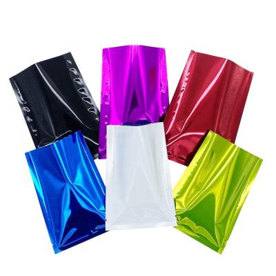 China 100pcs Online Order Biodegradable 3 Side Seal Bag Recyclable Stored 3 Side Glossy Aluminum Foil Sealing Bag With Tear Notch for sale