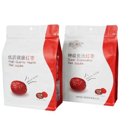 China Recyclable Hot Sale 500g Reusable Moisture Proof Flat Bottom Food Bag Dry Fruit Packaging Flat Bottom Pouch With Zipper for sale